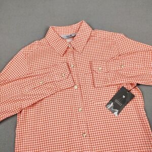 New Mountain Hardware Hiking Long Sleeve Shirt Women XS Coral Gingham Check $85